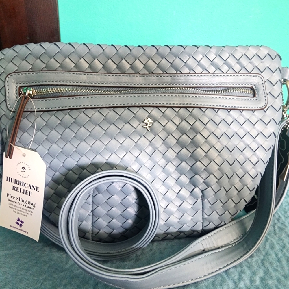 Jenna Kator Collection Blue Woven Crossbody Bag